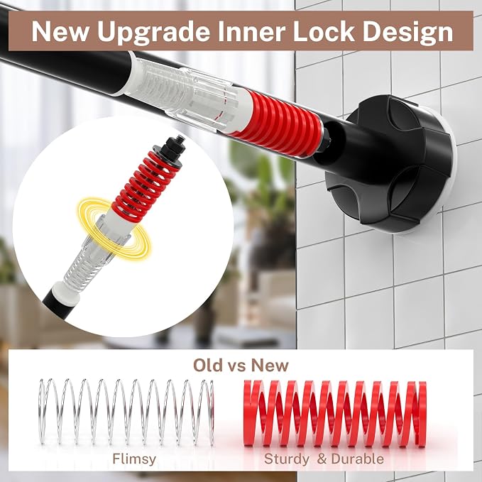 2 Pack Tension Curtain Rod No Drill Adjustable 30-43 Inch, Black | Single Telescopic Rod No Splicing, 1" Diameter Anti-Rust Tool-Free for Bathroom Window Closet Room Divider Kitchen