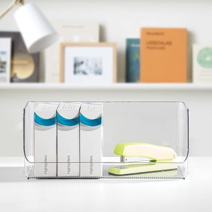iDesign Stackable Open-Front Storage Bins for Kitchen and Pantry Organization - Set of 3 - Clear