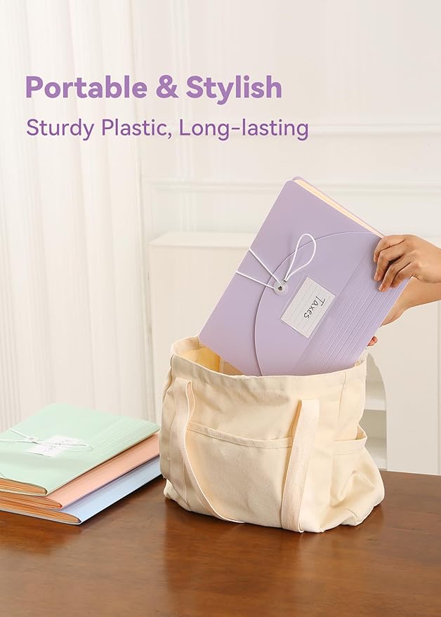 SortRax Accordion File Organizer 12 Pockets, Monthly Bill Receipt Tax Organizer, Expanding File Folders with Larger Bright Tabs, Fits Letter/A4 Size - Pink