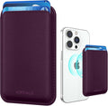 KRTALS Magnetic Wallet Cell Phone Card Holder for Phone Case with Mag-Safe, Stronger Magnetic RFID Leather Phone Wallet Stick on Series of iPhone 17/16/15/14/13/12 and Pro/Promax, Cherry