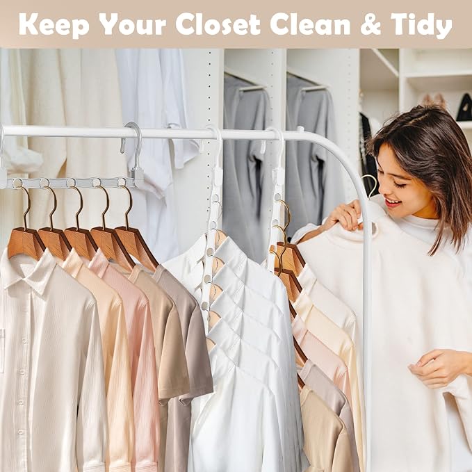 24 Pack Hangers Space Saving Magic Space Saver Storage Smart Plastic Clothes Hanger Organizer Closet Organizers and Storage for Closet Apartment College Dorm Room Essentials,Black White Grey