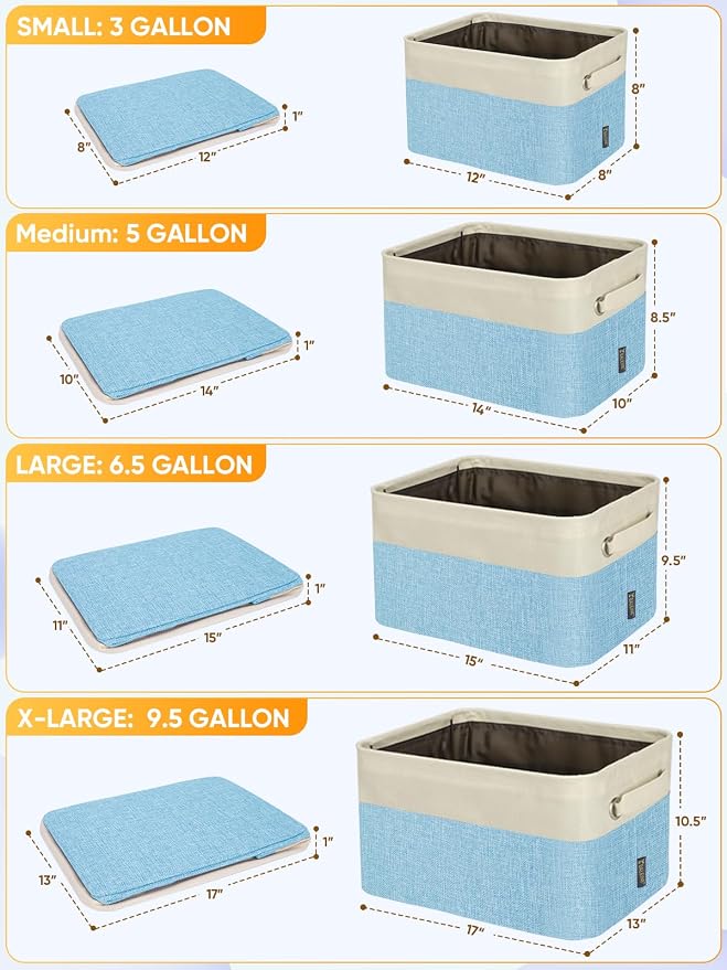BALEINE 1 Pack Fabric Closet Storage Bins for Shelves, Linen Closet Organizers and Storage, Decorative Baskets for Organizing, Shelf, Clothes, Home, Office (Skyblue, 15''x11''x9.5'')