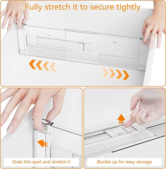 Yieach 8 Pack Clear Acrylic Drawer Divider 6 Inch High,Expandable from 14-20'',Adjustable Dresser Drawer Dividers for Baby Clothing,Underwear and Sock,Separators,Deep Drawer Separators for Kitchen