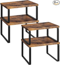 HOOBRO Cabinet Organizer Shelf, Set of 4, Kitchen Countertop Organizer, Kitchen Countertop Shelf, Spice Rack for Counter, Stackable, Expandable for Cabinet, Kitchen, Rustic Brown and Black BF33TLP201