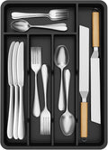 Lifewit Silverware Drawer Organizer Tray, Plastic Cutlery Storage for Kitchen, Flatware and Utensil Holder Divider for Spoons Forks Knives Tableware, 9.5 x 13.4", 5 Slots, Black