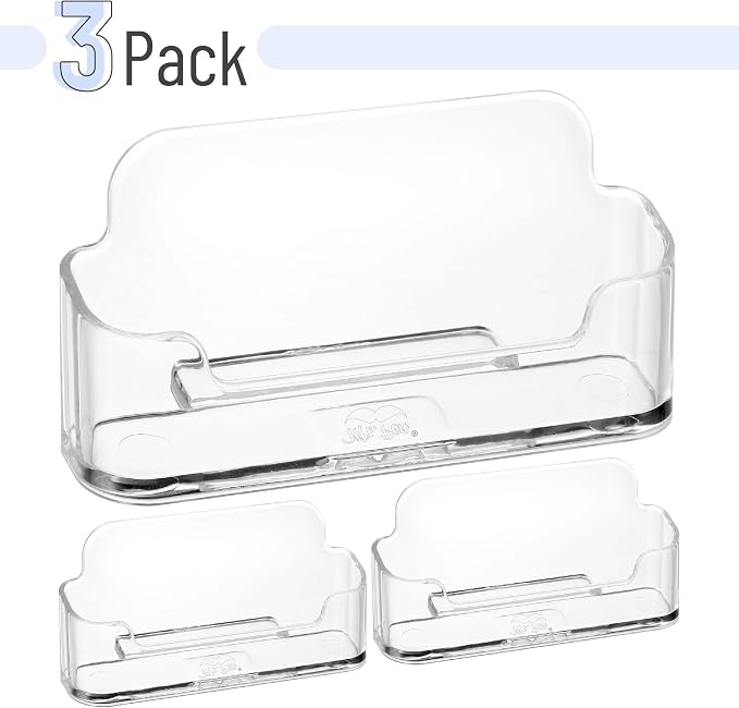 Mr. Pen- Acrylic Business Card Holder for Desk | Clear Plastic Business Cards Display Holders Stand, 3 Packs, Fits 40-60 Cards