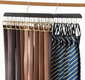 2 Pack Belt Hanger for Closet Organizer,Belt Organizer for Closet | Wooden Belt Storage Organizer with 20 Metal Hooks for Space Saving,Foldable Belt Holder for Belts,Tank Tops,Ties(Black)