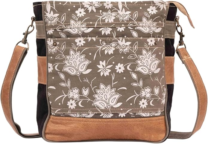 RAJERIYA Bags SEL de MER Upcycled Blossom Print Canvas & Leather Shoulder Bag, Canvas Crossbody Bags for Women