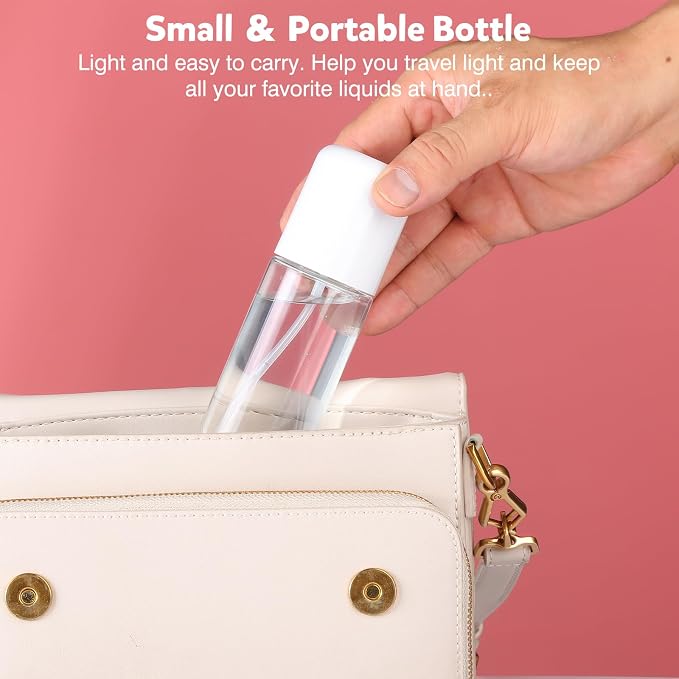 Bynccea Small Spray Bottle Travel Size 3.4oz/100ml Plastic Mini Bottle Set - Fine Mist Mini Empty Spray Bottles - Refillable Spray Bottles for Cleaning Solutions, Perfume, Liquid Cosmetics