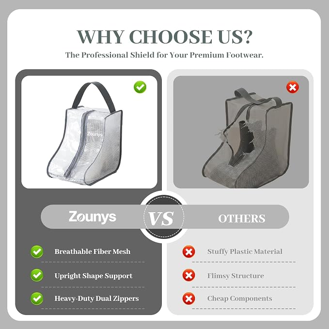 6Pack Foldable Boot Bags for Cowboy Boots, Waterproof Dustproof With Handle Short Boot Bag, Clear Boots Cover, Shoes Packing Organizers for Men & Women Sneakers