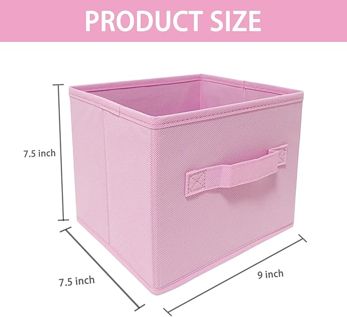 EBIGIC Pink Storage Bins 3Pack 9.0"x7.5"x7.5" Fabirc Foldable Closet Toy Organizer Collapsible Cloth