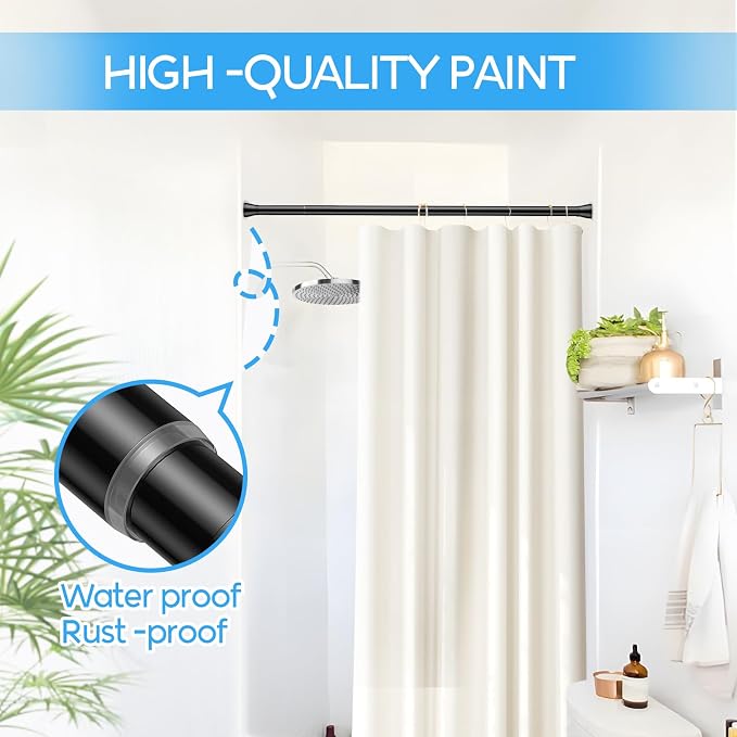 Tension Curtain Rod Black Tension Rod 2pcs Spring Curtain Rod Non Slip Tension Rods For Windows 28 to 48 Inch No Drilling Adjustable Tension Rods of Curtain Window Closet Kitchen Wardrobe