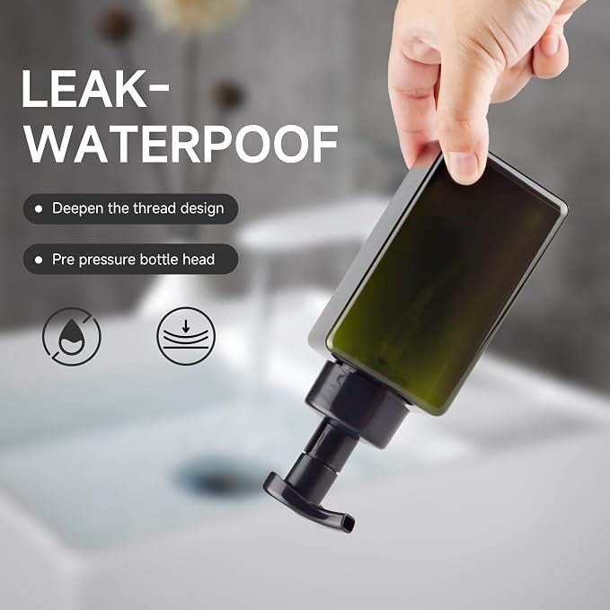 15OZ Foaming Soap Dispenser, 2-Pack Plastic Hand Soap Dispenser, Refillable Leakproof Foam Pump Bottle with Waterproof Labels, for Shampoo, Body Wash