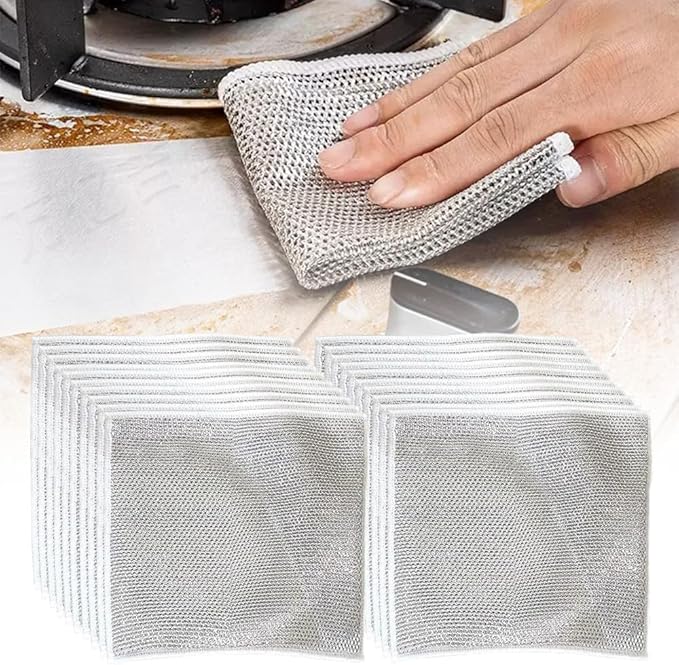 JUDUNA Multipurpose Wire Dishwashing Rags for Wet and Dry, 2024 New Wire Miracle Cleaning Cloths Non Scratch Wire Dishcloth, Metal Scrubbing Wire Dishwashing Rags Wire Washing Cloth (20Pcs)