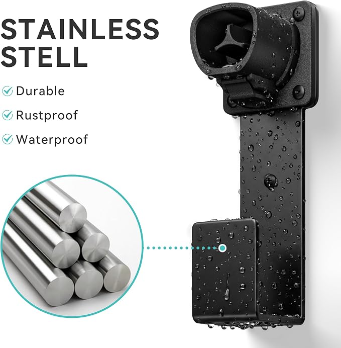 EV Charger Holder - Tesla Connector, Nozzle Holster Dock and J-Hook Combination, EV Cable Holder Wall-Mount Electric Vehicle Charger