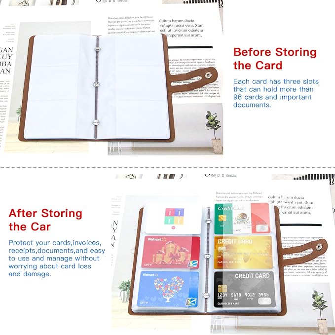Padike RFID Credit Card Holder Business Card Organizer Business Card Holder, with 96 Card Slots Credit Card Protector for Managing Your Different Cards to Prevent Loss or Damage (Apricot)