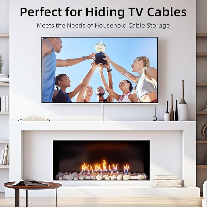 Delamu 57in Cord Hider, Cord Covers for 1 Wire, Paintable Cable Hider, Wire Covers for Cords on Wall, Wire Hiders for TV on Wall, Cable Cover Cable Management, W0.59in H0.40in