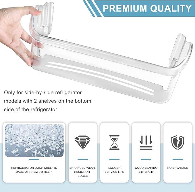 Upgraded 242126602 Refrigerator Door Bin Shelf Replacement Part Compatible with Frigi.daire Refrigerator Door Shelf 2421266 PS12364199 FFSS2625TS0 LFSS2612TF0 Door Shelf Shelves by AMI PARTS (2 Pack)