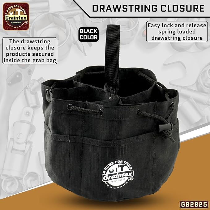 Graintex 18 Pocket Grab Bags Set of 3 Pcs Rip-Stop Canvas, Drawstring Closure, Small Parts Organizer Bag, Small Tools, Screws, Parts, Parachute Tool Bag, Parachute Tool Organizer for Essential Items