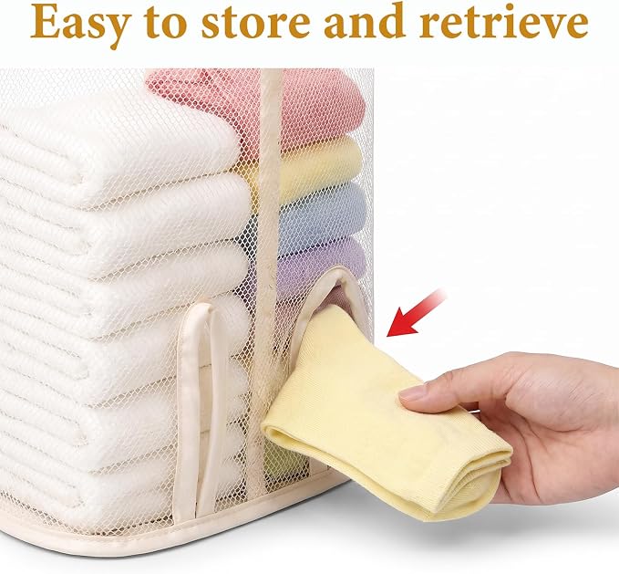Grevosea 2 Pcs Hanging Sock Storage Bag, Wall Mount Closet Organizer for Socks Underwear Ties Scarves, Plastic Bag Holder for Kitchen Pantyhose Bra Laundry Room