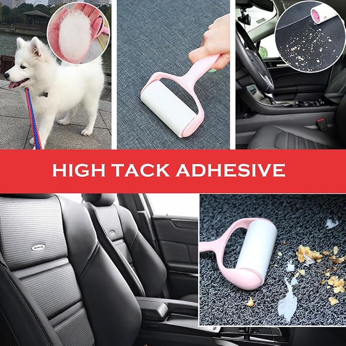 Lint Roller, 9 Refills 540 Sheets, Pet Hair Remover Kit for Clothes Carpet | Super Sticky Adhesive, for Car Seats, Dust, Lint, Dogs, Cats, Easy to Use, for Home and Auto