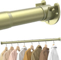 Supforce Closet Rods for Hanging Clothes, 17 to 28 Inches Stepless Adjustable Metal Closet Rod, 1.3 Inches Heavy Duty Clothes Hanging Rod for Closet Wardrobes Laundry RV, Verdant Gold