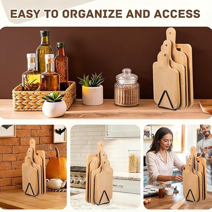 Cutting Board Organizer, Vertical Metal Stand | Kitchen Countertop and Cabinet Holder for Chopping Boards, Baking Sheets, Trays and Plates, Includes 2 Sponges and 1 Hook