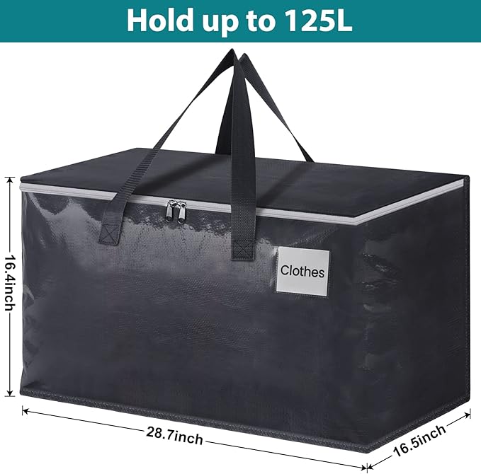 Fabspace Moving Bags Heavy Duty with Strong Zippers and Handles Collapsible Moving Supplies, Storage Totes for Packing & Moving Storing 125L 4Pack