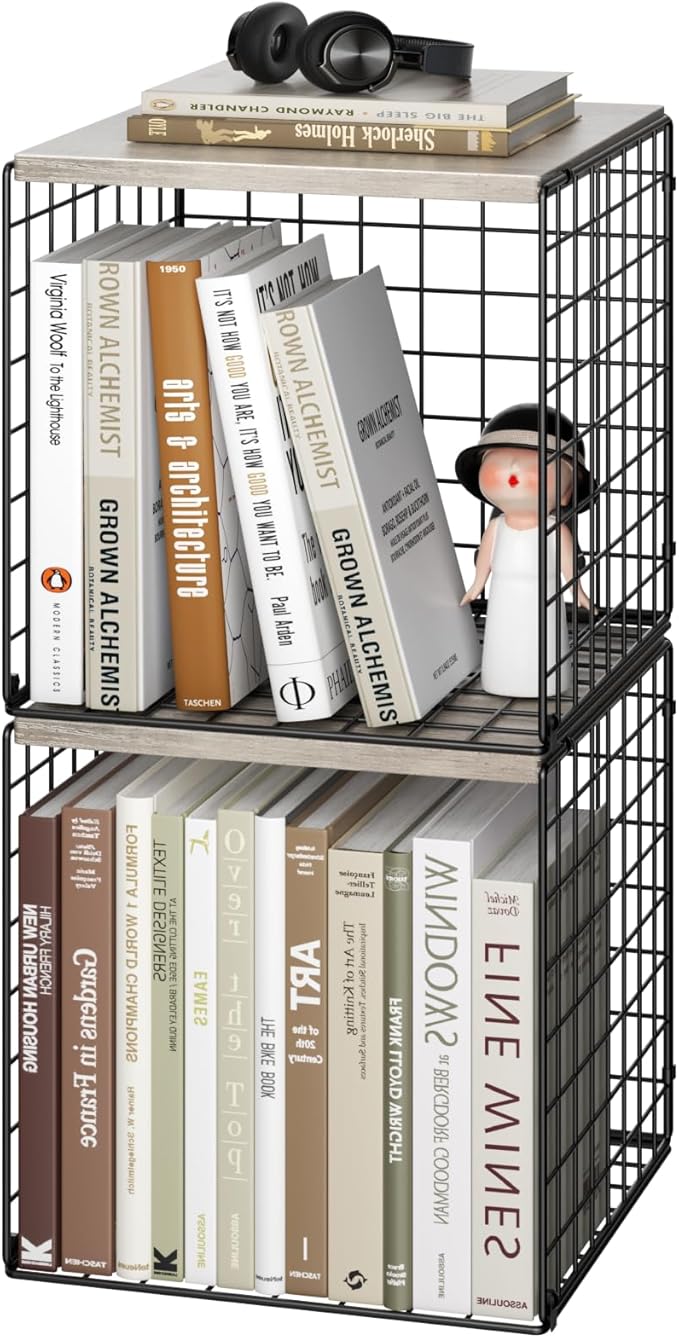 Dmevkic 2 Cube Small Bookcase,Bookshelf for Small Spaces Book Shelf,12.2 x 12.2 x 12, DIY Variable Stackable Cube Storage for Living Room,Office,Bedroom