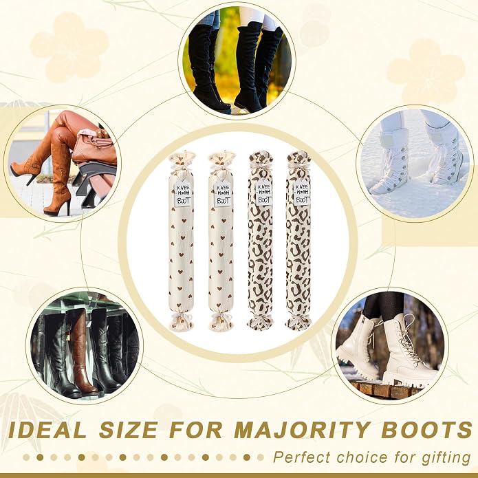Maiteenly 2 Pairs Boot Shaper Stands with 8 Labels Cotton Tall Boot Inserts for Closet Organization