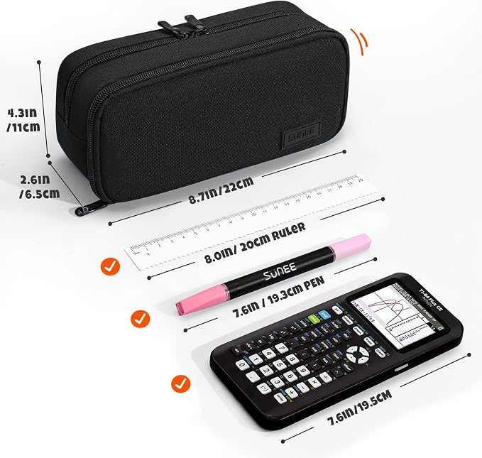 SUNEE Pencil Case, Large Capacity Pencil Pouch, Extra Big Pencil Bag with 6 Compartments, Durable Canvas Pencil Box for Office Stationery Organizer, Back to School Supplies for Teen Boys Girls, Black