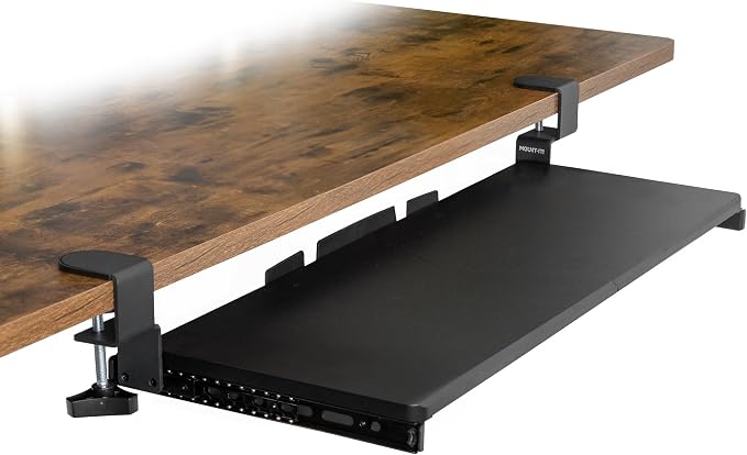 Mount-It! Keyboard Tray Under Desk, 30" (36" Including Clamps) Extra-Wide Pull Out Drawer, No-Drill C-Clamp Mount, Fits Desks 0"–1.77" Thick, Holds 11 lbs, Black