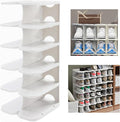 6-Tier Narrow Shoe Organizer, Adjustable Cubby Shoe Rack for Closet, Free Standing Shoe Slot Tower for Entrance, Stackable Space-Saving Shoe Storage Shelf for Entryway, White