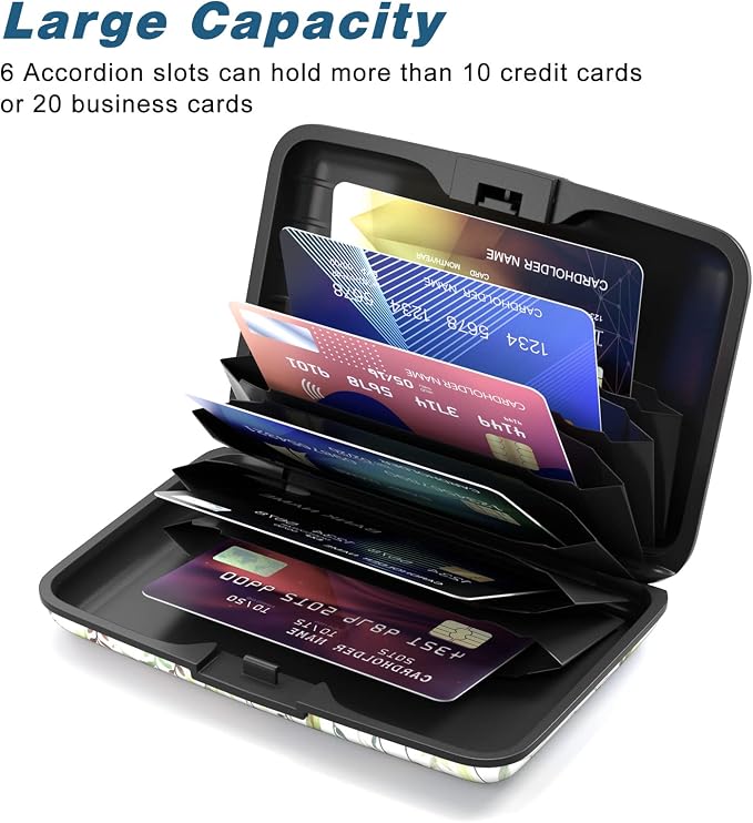 Credit Card Holder, Mini Aluminum Card Wallet RFID Blocking Slim Metal Hard Card Case for Women Men, Butterfly Flowers