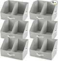 Closet Organizers And Storage - UPGRADED HEIGHT Trapezoid Storage Bin W/ Handles & Adjustable Dividers, Fabric Collapsible Storage Bins For Clothes Storage & Shelf Organizer (6pcs, Medium, Light Gray)