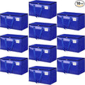 HomeHacks Moving Bags Heavy Duty with Strong Zippers and Handles Collapsible Moving Supplies, Storage Totes for Packing & Moving Storing 93L,10-Pack, Blue