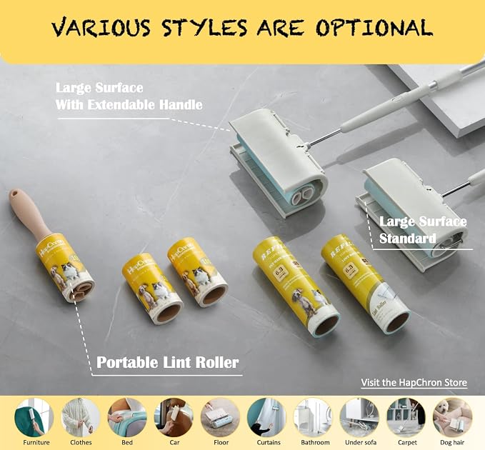 Lint Roller Refills 4", 800 Sheets, for Evercare, Extra Sticky | 8-pack, 100 sheets each. Easy tear-off. Fits 4" rollers with 1.5" core. For pet hair, clothes, furniture.