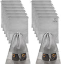 12 Pcs Portable Travel Shoe Bags, 17.3 x 12.6 Inches Waterproof Non-Woven Shoe Organizers Storage Bags, Large Drawstring Shoes Pouch Packing Organizers with Rope for Men, Women, Children (Grey)
