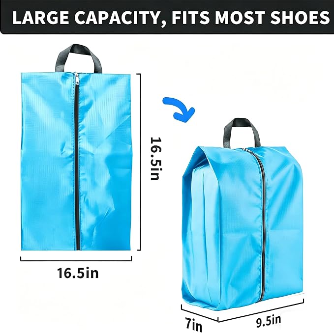 1 Pack Shoe Bags, Reusable Waterproof Shoe Bag for Travel, Gym, Sneaker Storage, Packing in Suitcase (1, Blue)