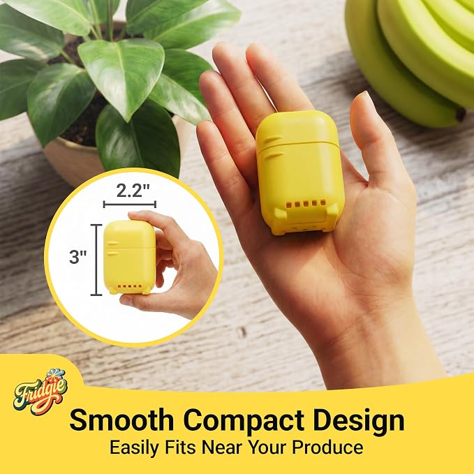 Fridgie Produce Saver, Ethylene Gas Absorber, Fresh Fruit Saver - Yellow | 4 refill packets, lasts up to 1 year, slows ripening, reduces food waste, crisper drawer, saves lettuce, greens, herbs