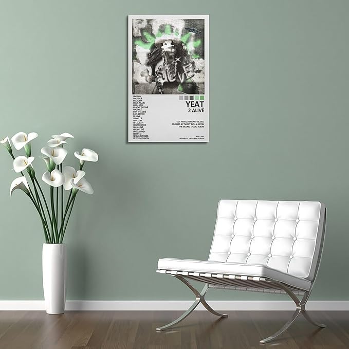 Yeat Poster 2 Alive Album Cover Poster Office Room Aesthetic Decoration Painting Canvas Wall Art Bedroom Painting Decoration Gift 24x36inch(60x90cm) Frame-style