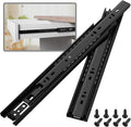 1 Pair Full Extension Ball Bearing Drawer Slides 8 10 12 14 16 18 20 22 24 Inch 100 LB Load Capacity Side Mount File Cabinet Rails Dresser Metal Runner Trash Can Kitchen (16 inch, Black)