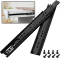 1 Pair Full Extension Drawer Slides Side Mount 8 10 12 14 16 18 20 22 24 Inch 100 LB Load Capacity Ball Bearing File Cabinet Trash Kitchen Dresser Rails Heavy Duty (10 inch, Black)