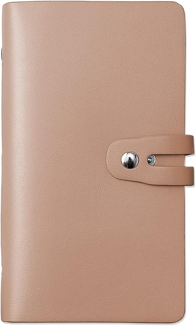 RFID Credit Card Holder, Leather Business Card Organizer with 96 Card Slots, Credit Card Case for Managing Your Different Cards and Important Documents to Prevent Loss or Damage (Khaki)