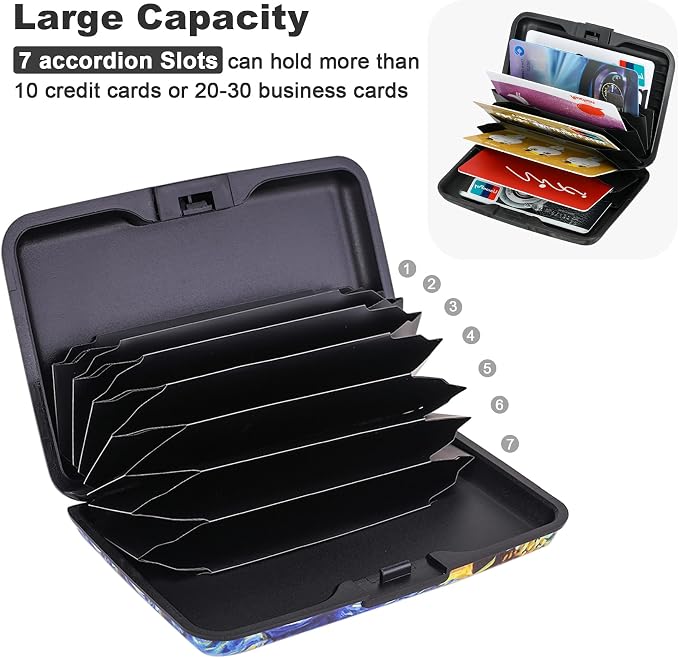 ELFISH Mini RFID Aluminum Wallet Credit Cards Holder Business Card Case Metal ID Case for Men Women (Sun flower)