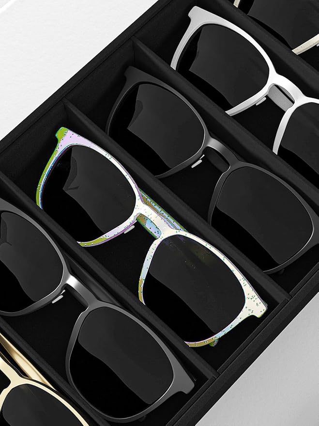 Sunglass Organizer Tray,Eyeglass Storage for Multiple Glasses,Jewelry and Sunglasses Drawer Organizer (Black 1)