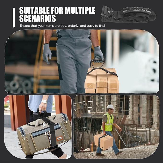 2 Pack Heavy Duty Box Carry Straps with Handle - Adjustable Metal Buckle Lifting Straps for Moving, Battery Boxes & Heavy Items (74.8 Inch)