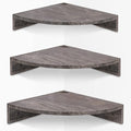 Homode Corner Floating Shelves, Set of 3 Corner Wall Shelves for Storage and Display, 3 Tier Wood Hanging Shelf Organizer for Cable Box, for Bedroom, Bathroom, Kitchen, Rustic Grey