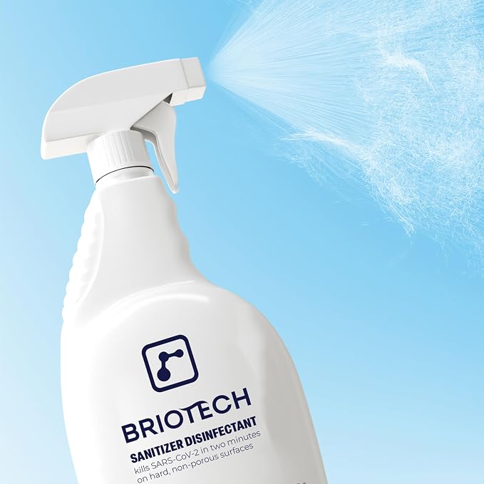 BRIOTECH Sanitizer Disinfectant Hypochlorous Spray, Kill 99.99% of Viruses & Bacteria, Control Mold, Eliminate Odor, Gentle for Nursery & Play Rooms, Food Contact Surface Sanitizer, 32 fl oz Refill
