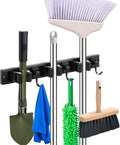 YA MI Mop holder, broom holder, stainless steel wall hanging tool storage device with 3 hooks in 3 positions, suitable for home bathrooms, kitchens, and gardens